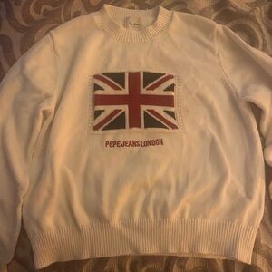 Vintage Pepe Jeans Ivory Crewneck with Flag Design